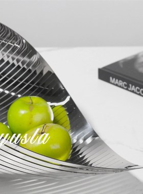 简约现代金属不i锈钢果盆果盘摆件样板房间售楼处桌面创意软装饰