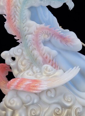 九天玄女娘娘飞天神像玄母女娲汉白玉中式居家保平W安客厅祝福摆