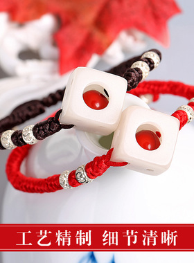 新品网红玲珑骰子安红豆项链入y骨相思豆diy手链筛子情侣菩提根刻