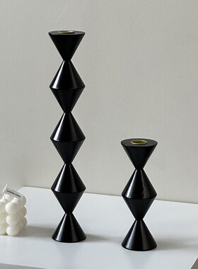 新品实木复古装饰法式摆件iwns风玻璃烛台北欧餐边柜轻奢简约玄关