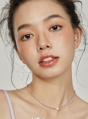 极速耳边风 素然紫鸢 r 淡水珍珠长春花蓝紫串珠手工项链女夏季高