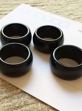 黑曜石扳指大内径22 23毫米大码黑色扳指高级感玉石招财转运戒指