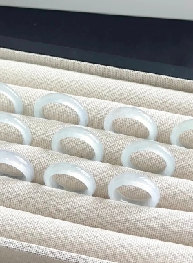 天然冰种白水晶戒指白月光戒指女素圈水晶个性小众高级轻奢食指戒