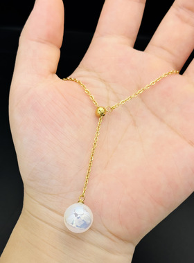 钛钢简约精致珍珠项链女金色复古气质锁骨链轻奢不掉色新款饰品