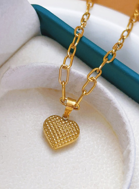 时尚爱心女in气质甜美简约桃心爱心吊坠不锈钢项链礼物锁骨链饰品