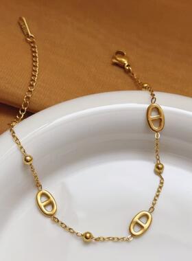 时尚满圈小猪鼻子 钛钢气质轻奢小众高级设计感百搭ins风情侣手链