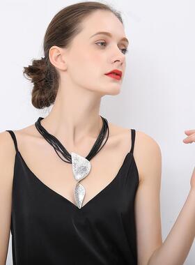 亚马逊爆款跨境饰品欧美S形多股绳花纹吊坠女士短款合金短项链