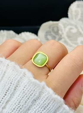 彩色方糖可调节开口新款法式不掉色钛钢戒指女指环小众小巧饰品