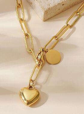 不锈钢钛钢欧美简约爱心吊坠手链女士闺蜜饰品跨境外贸