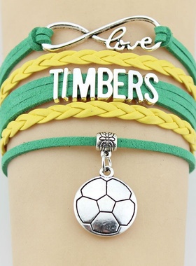 欧美复古手饰 手工编织无穷爱Timbers足球队手链简约时尚编织