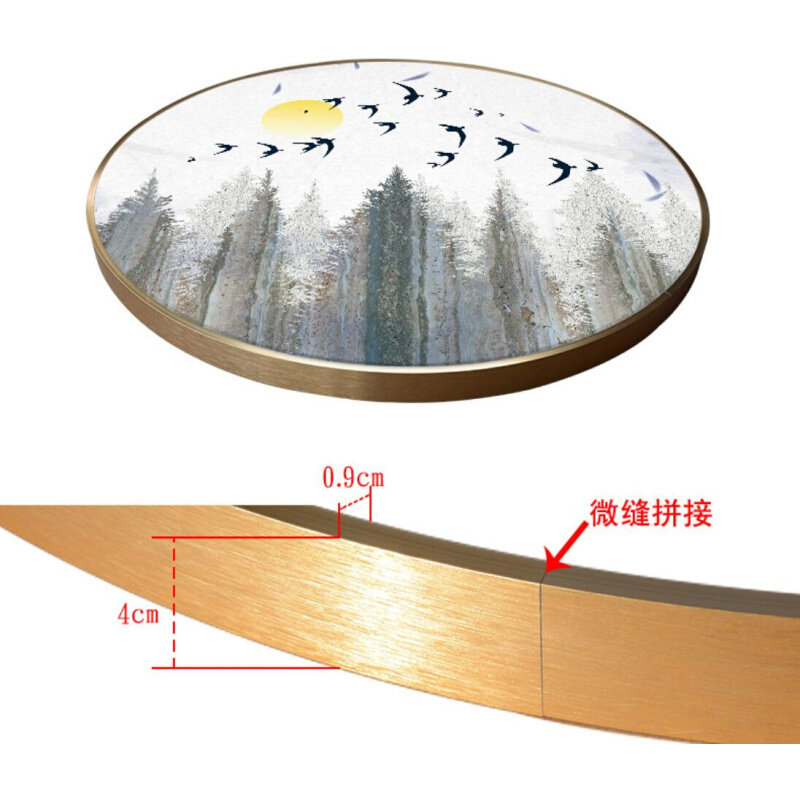 来图定做有框挂画 现代油画框装饰画 圆形铝合金外框照片微喷定制