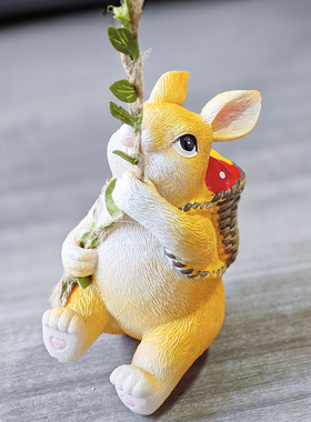 可爱攀爬小兔摆件家居田园花园庭院阳台装饰品仿真动物树脂