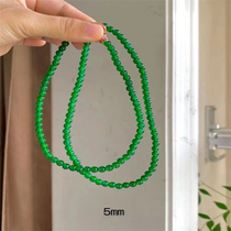 Emerald Ice Yang Green Millet Pearl Jade Necklace Full Green Hand Strings High-end Beads Fashion 100 Hitch for men and women Round Pearl Strings