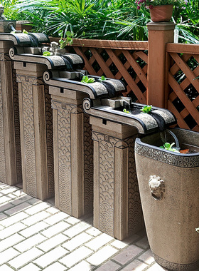 户外流水摆件室内阳台落s地大型中式鱼池景观貔貅T招财庭院装饰造