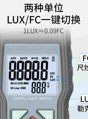 韦度数字式照度计测光仪0-20万LUX高精度流明测试仪光亮度检测仪