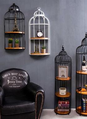 北欧铁艺花架室内阳台鸟笼架客厅落地置物架转角装饰花盆架子摆件