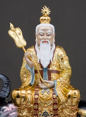 太上老君神像道祖道德灵r宝元始天尊家用摆件纯铜坐骑三清祖师爷