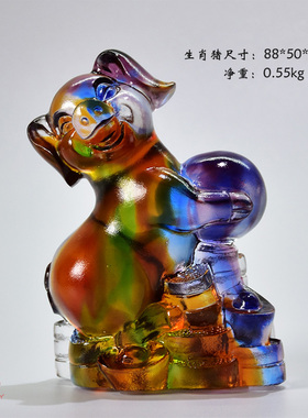 十二生肖摆件全套属相q鼠牛虎兔龙蛇马羊猴鸡狗猪纪念琉璃工艺品