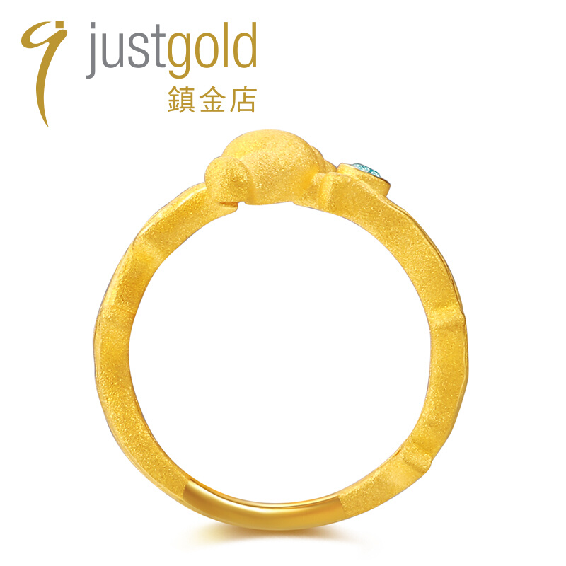 justgold鎮金店鸟语足金黄金戒指1727101Y - 图1