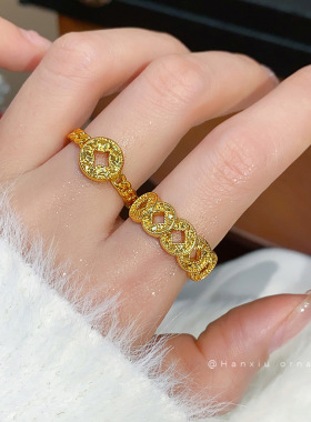 韩版铜钱开口戒指轻奢高级感