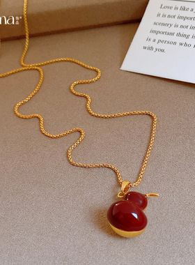 新中式红色滴油葫芦项链