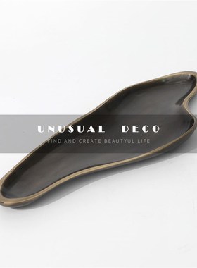 现代欧式轻奢样板间饰品古铜色不规则金属果盘Q客厅餐桌面摆盘摆