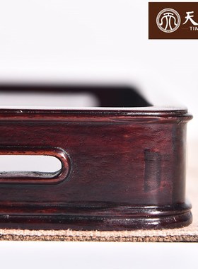 血檀独板上漆托盘边镂空茶杯托盘C长方形水果盘实木都承盘送礼收