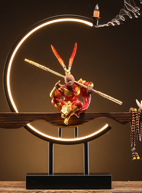 新品中式倒流香炉齐天大圣家用客厅办公室玄N关茶宠孙悟空禅意桌