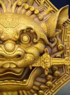 极速狮咬剑 纯铜狮子头八卦镜虎头牌兽头挂件睚眦门神.摆件狮子咬