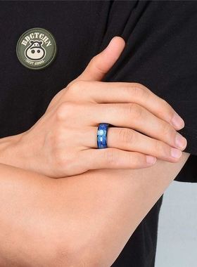 极速8mm Blue Fashion Men Rings Tungsten Carbide RingX Inlay