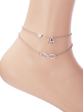 极速2023 Summerj New A-Z Letter Initial Anklets For Women Si