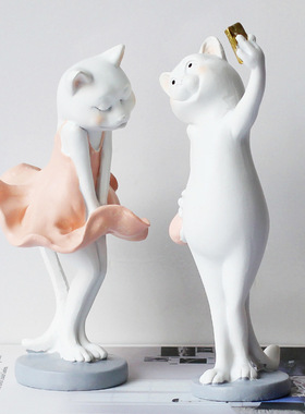 极速自拍猫摆件创意雕塑r家居装饰工艺礼品摆饰摆设新婚装饰送女