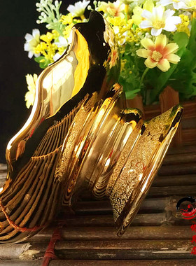 新品佛堂b用品复古镀金莲花果盘怀旧供盘 双龙高脚盘子供佛摆放描