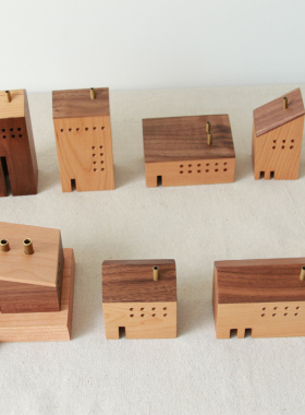 新品小房子花器/日式木屋摆件插花家F居装饰创意香薰炉 创木工坊