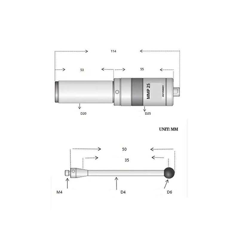 MMP25 3D光电寻边器 宝石测头 陶瓷探针 数控工件找中加工 分中棒 - 图1