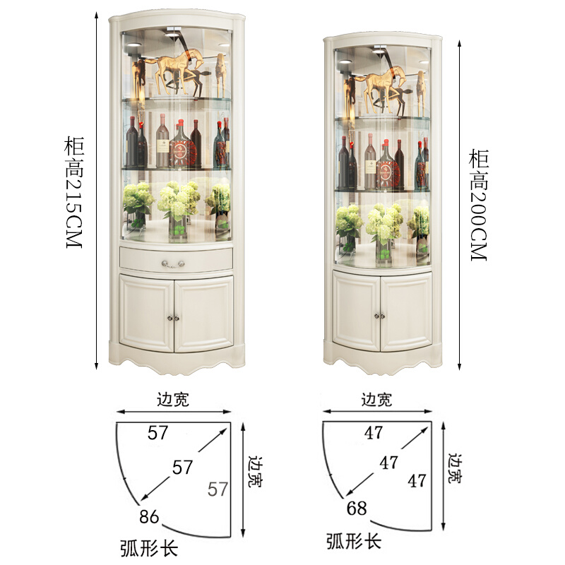 三角柜 墙角柜 客厅角落柜拐角柜简约酒柜实木转角柜玻璃门装饰柜 - 图2