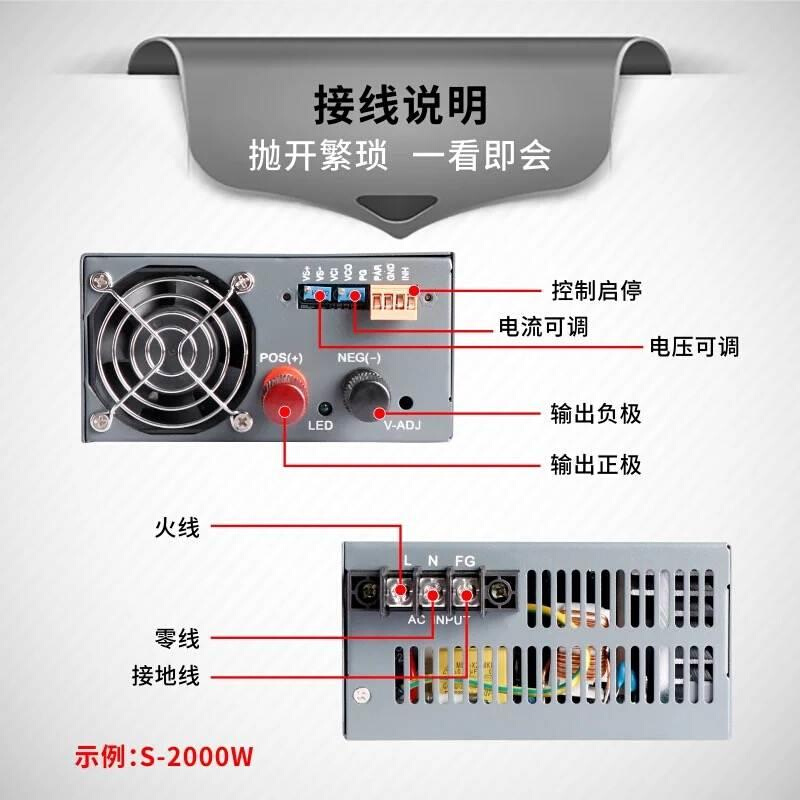 明纬大功率开关电源S-600W-24V25A变压器48v直流1000W2000W3000W - 图2