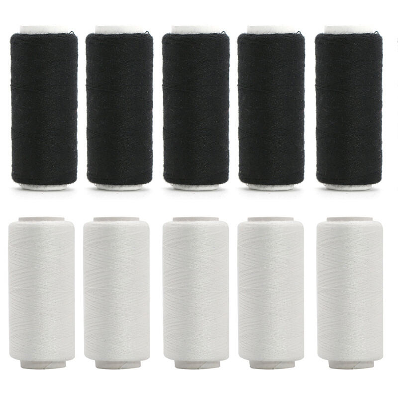 402涤纶黑色白色小卷缝纫线机线手工家用针线套装手缝衣服细线团 - 图2