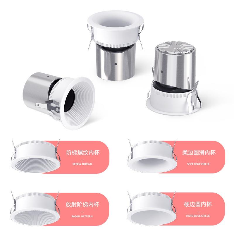 Infinitely dimmable intelligent RA98 spotlight embedded living room downlight eye protection full spectrum anti-glare frameless LED spotlight