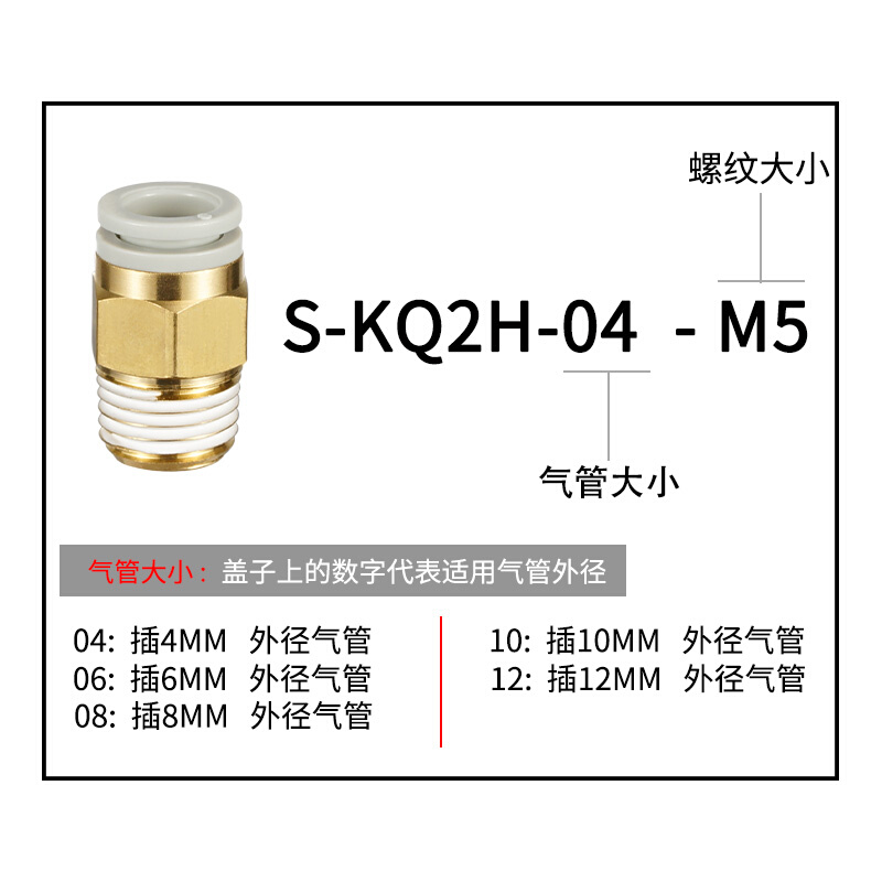 螺纹直通快插气动接头KQ2H08/KQ2H06/KQ2H10/KQ2H12/KQ2H16/04 - 图2