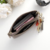 Real leather texture coin wallet for women with small and versatile leather zipper card bag key coin simple student thin and cute
