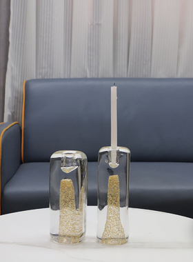 欧式轻奢琉璃方块烛台摆件客厅卧室E饭厅酒店电视柜样板房家居饰