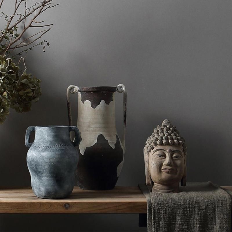 侘寂风中古陶瓷花瓶家居样板间y售楼处陶罐插花器餐桌软装饰品摆,淘宝优惠券,粉丝福利购,淘宝优惠卷