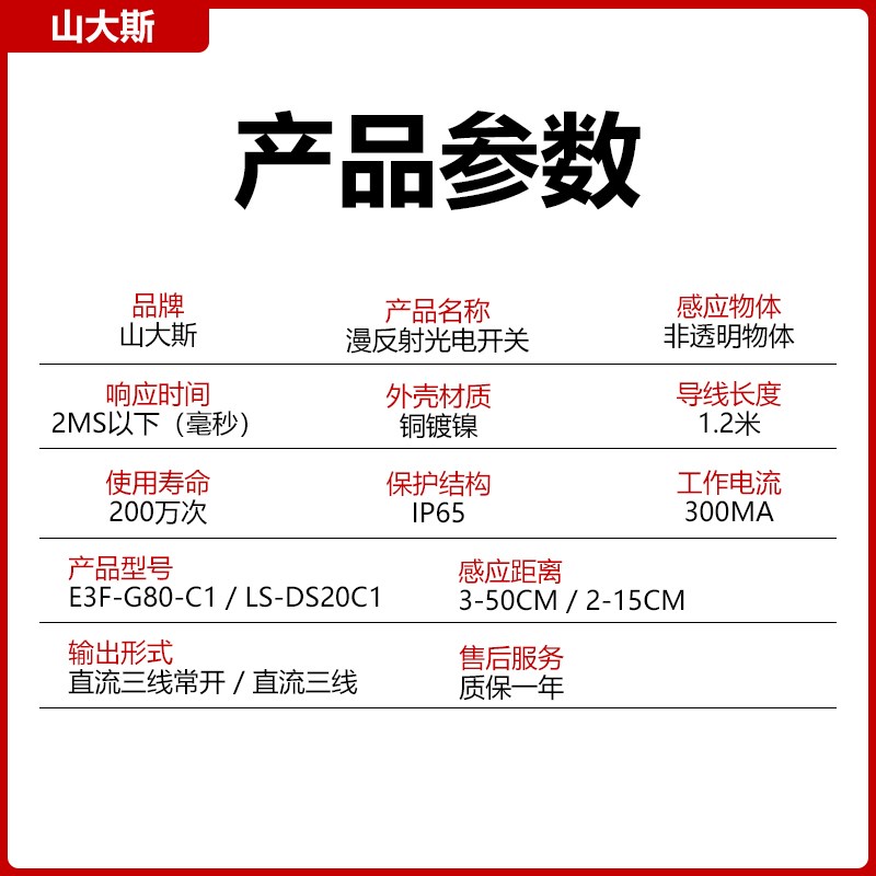 M12/18激光漫反射o光电开关红外线感应传感器可见光E3F-G80-C1 - 图1