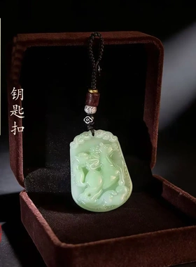 松间揽翠十二生肖手工雕刻随身开韵符牌驾车钥匙扣个人用品装饰