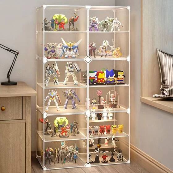 Hand-made display cabinet building blocks transparent storage box for household children's toys dust cover model household display shelf
