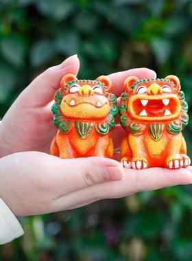 |狮圆圆中国风狮爷喜狮书桌家居摆件一对饰品国潮礼物