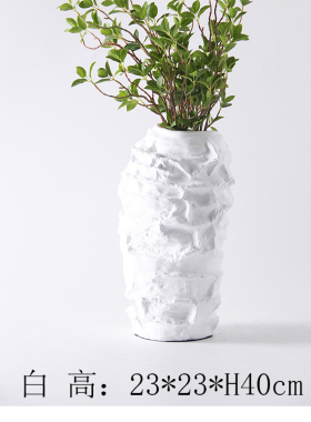 现代家居白色哑光陶瓷花瓶样w板房间客厅摆件售楼处电镀银异形花