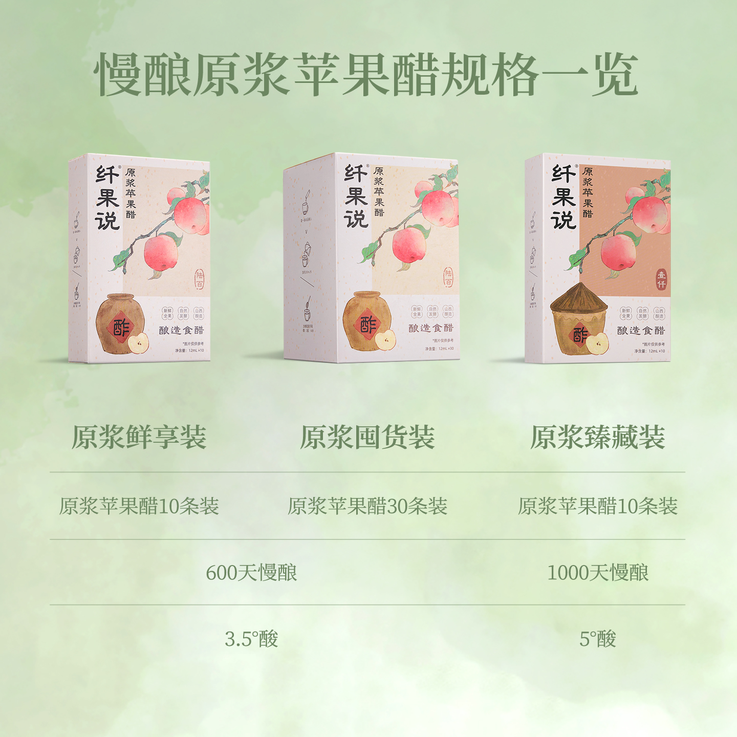 纤果说原浆苹果醋健身无糖0脂肪官方旗舰店纯果醋便携小包装