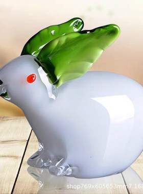 创意家居摆件高档玻璃动物摆件玄关摆件软装摆件W玻璃动物兔子